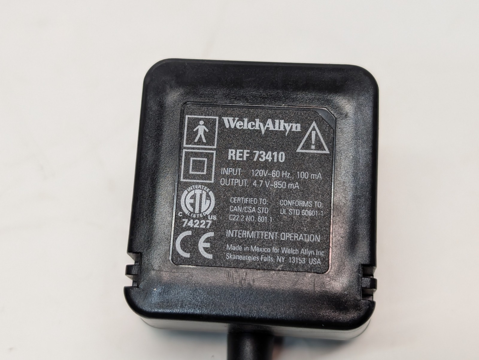 Welch Allyn 73410 power handle w/ REF 78800 lamp cord input 120V 60Hz 100 mA