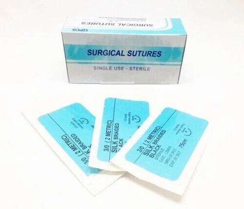 Dental Non Absorbabl 3/0 4/0 Practice Sterile Sutures Silk Thread with Needle