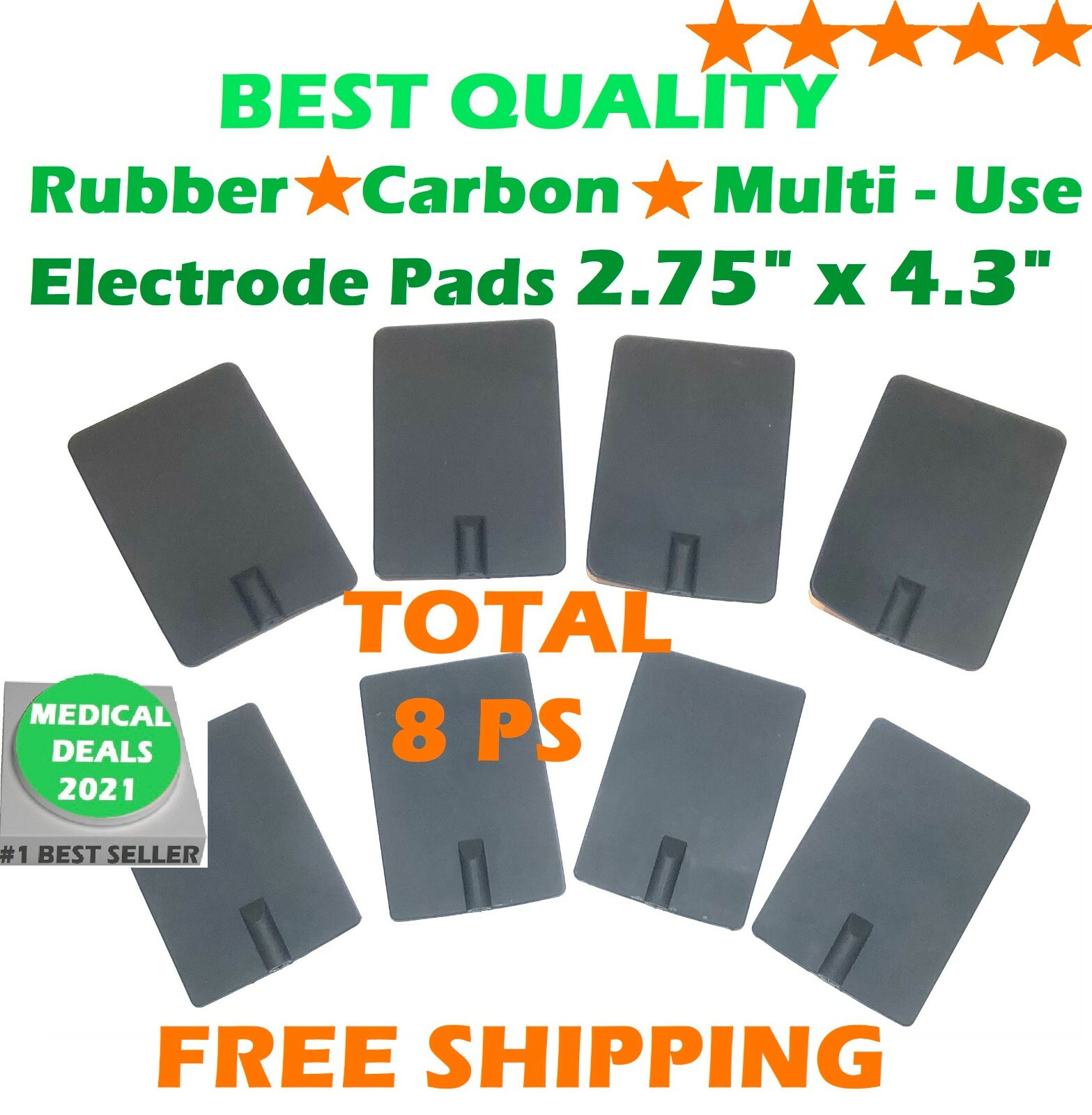 8PS CHATTANOOGA RUBBER ELECTRODE NONE LATEX for VECTRA GENISYS SERIES 2.75″X4.3″