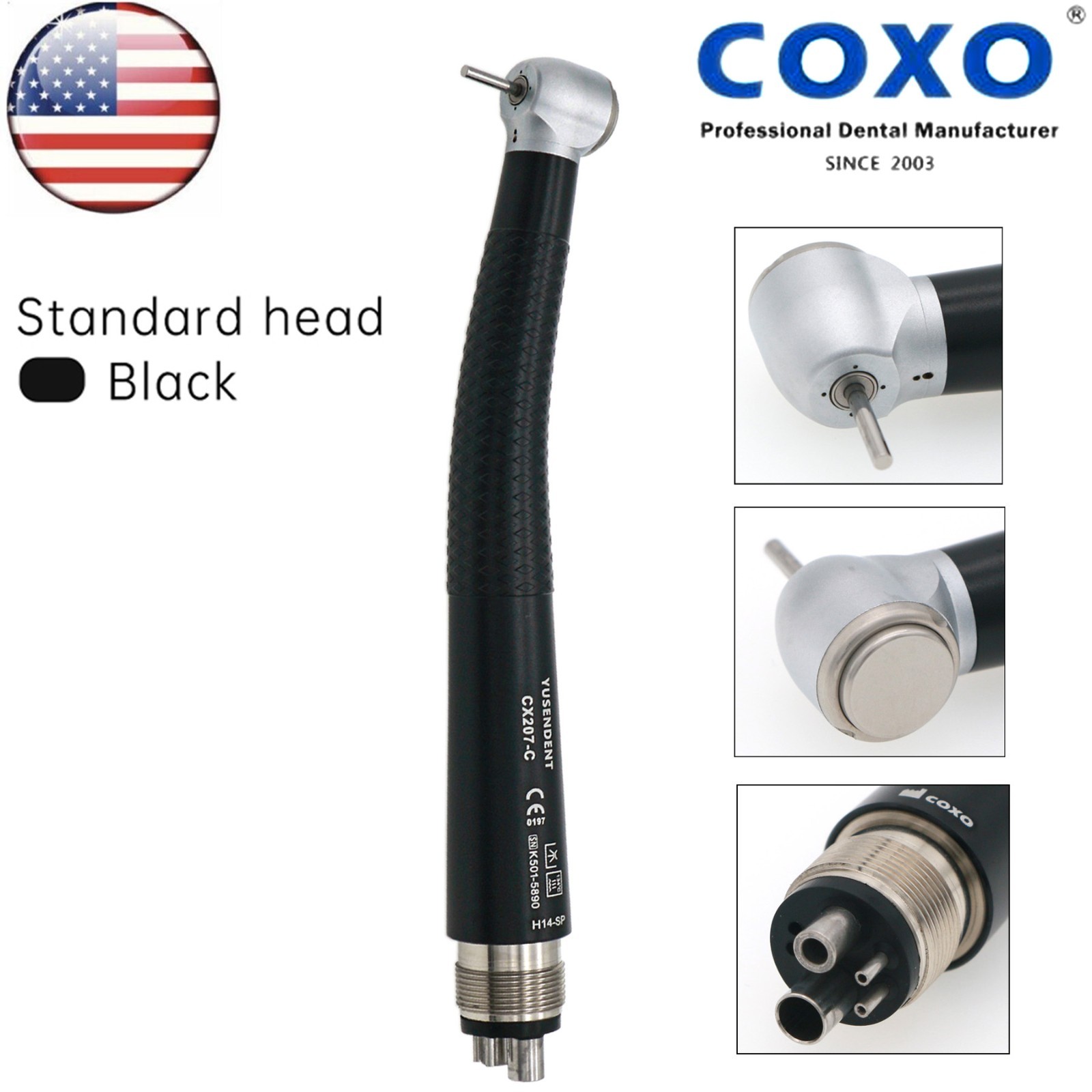 US COXO Dental High Speed 4 Hole Air Turbine Anti-retraction Colorful Handpiece