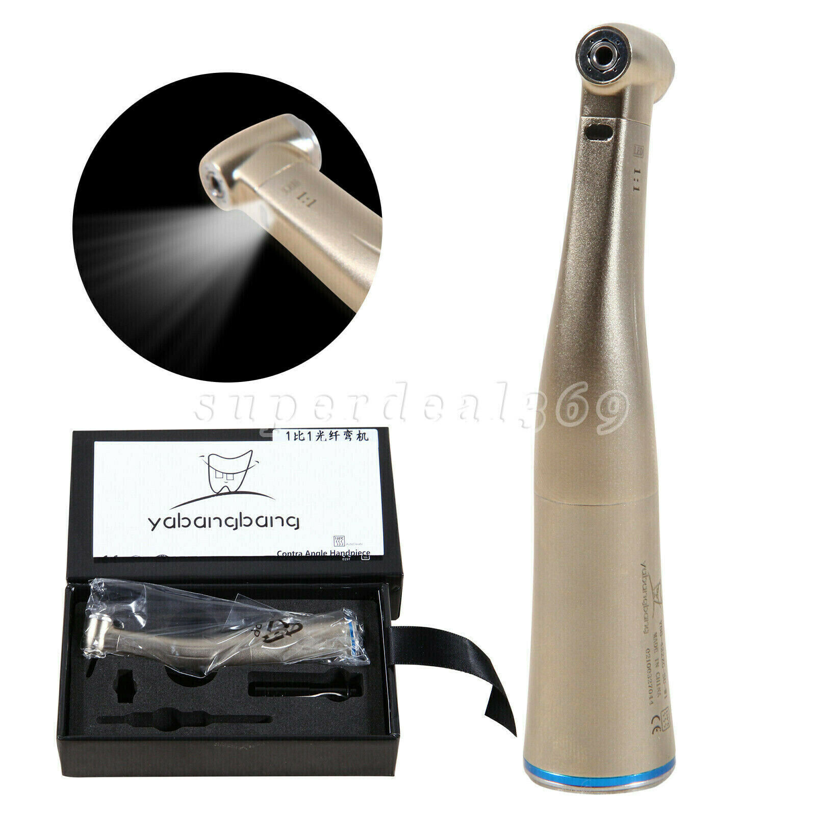 Dental 1:1/1:5 Fiber Optic Handpiece LED Contra Angle Fit NSK E type Motor YBB