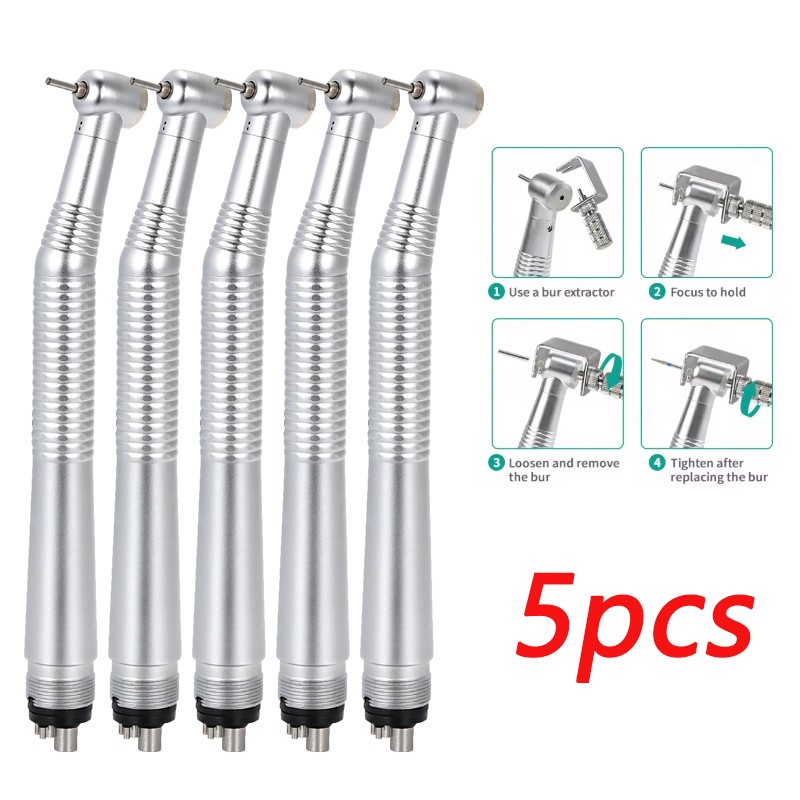 5X Dental High Speed Handpiece 4 Hole Push Button Air Turbine Single Water Spray