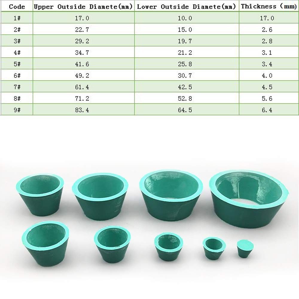 9 Count Buchner Funnel Flask Adapter Set, Tapered Collar, 9 Sizes