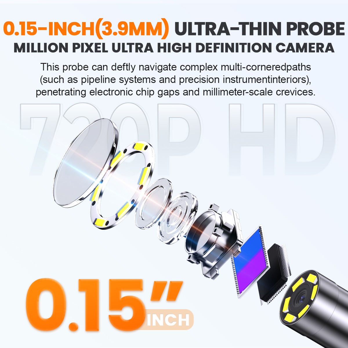 ANCEL AN303 Articulating Borescope 2-Way 210° Industrial Endoscope Camera 3.9mm