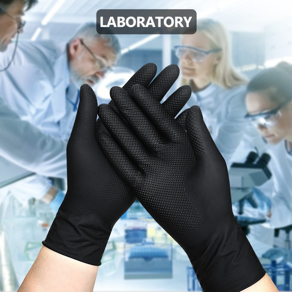 Black Reusable Latex Gloves for Salon Hair Color Dye and Daily Use Medium Size