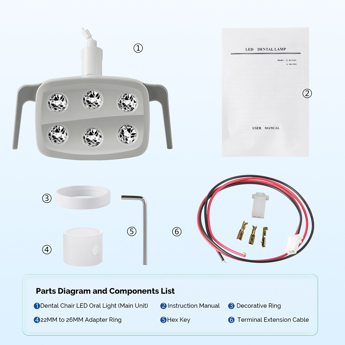 9W Dental 6 LED Lamp Oral Light Ra90 Lamp For Unit Chair