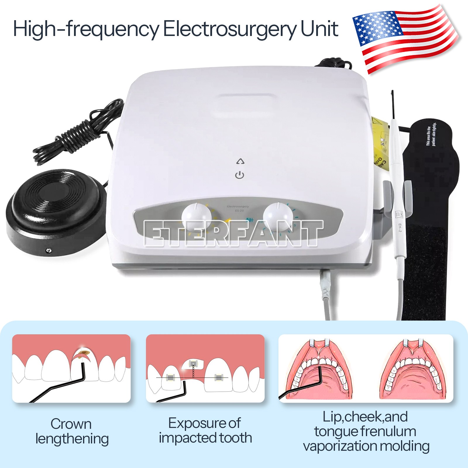 Dental Electro Electrosurgery Unit Machine High Frequency Electric 7PCs Knife