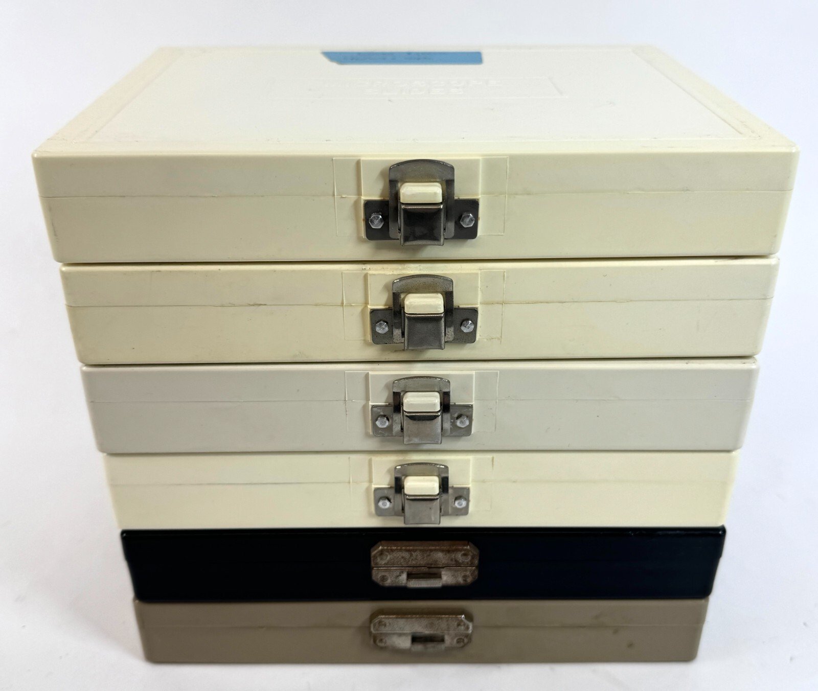 Fisher Scientific Vintage Lot of 5 Plastic Microscope 100 Slide Keeper Boxes