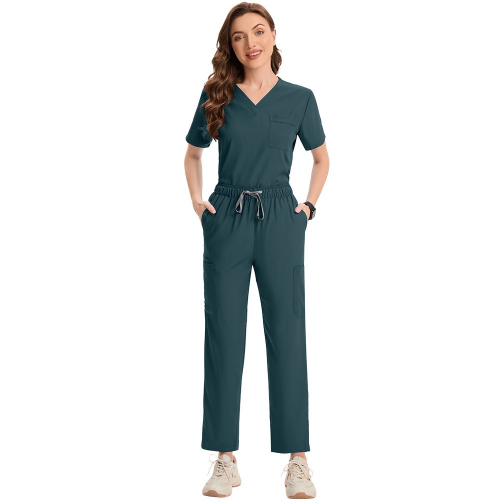 Medical Nursing Uniforms Sets – V-Neck Short Sleeve Scrubs Top + Jogger Pants