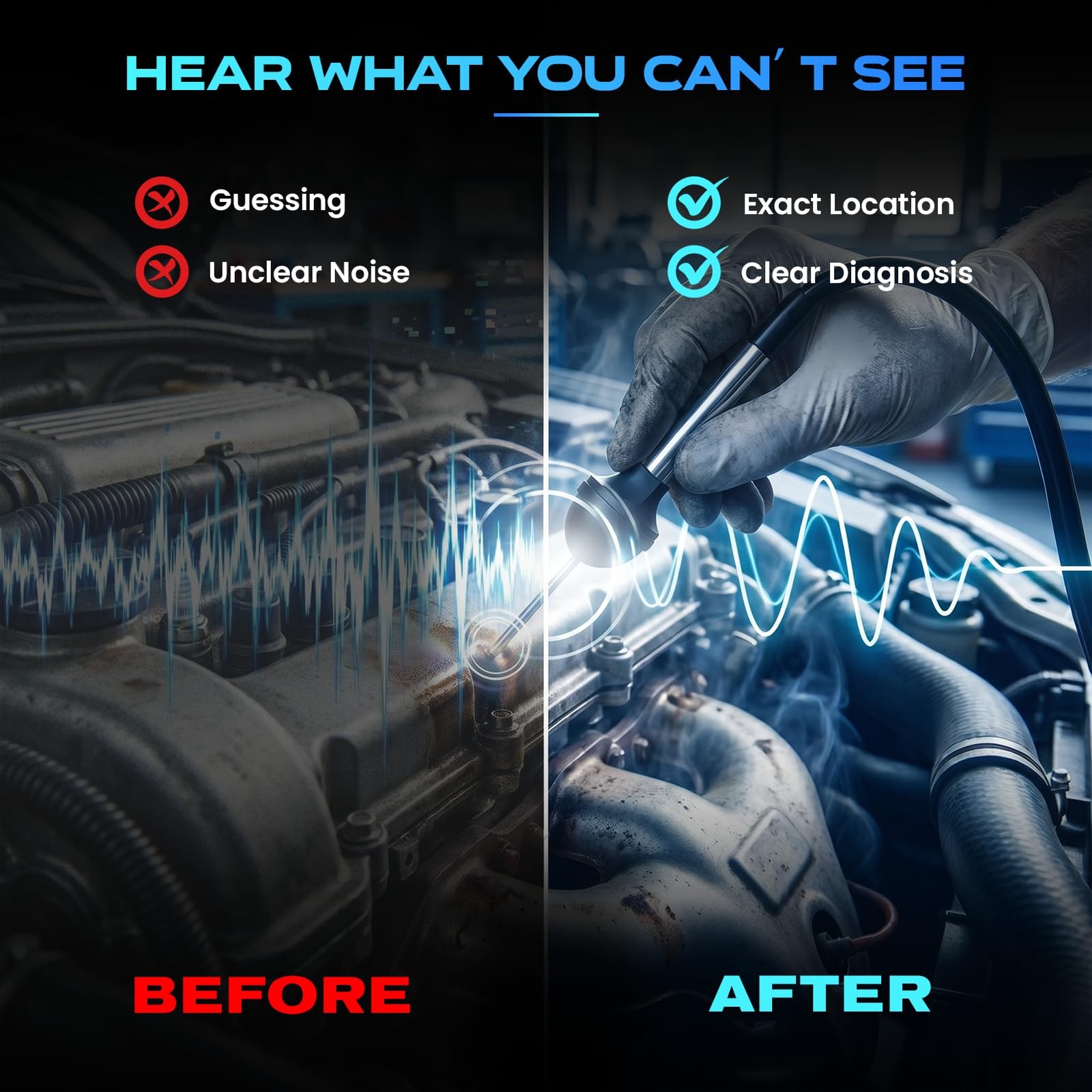 Mechanic Stethoscope Automotive Engine Noise Diagnostic Tool – Sound Detectio…
