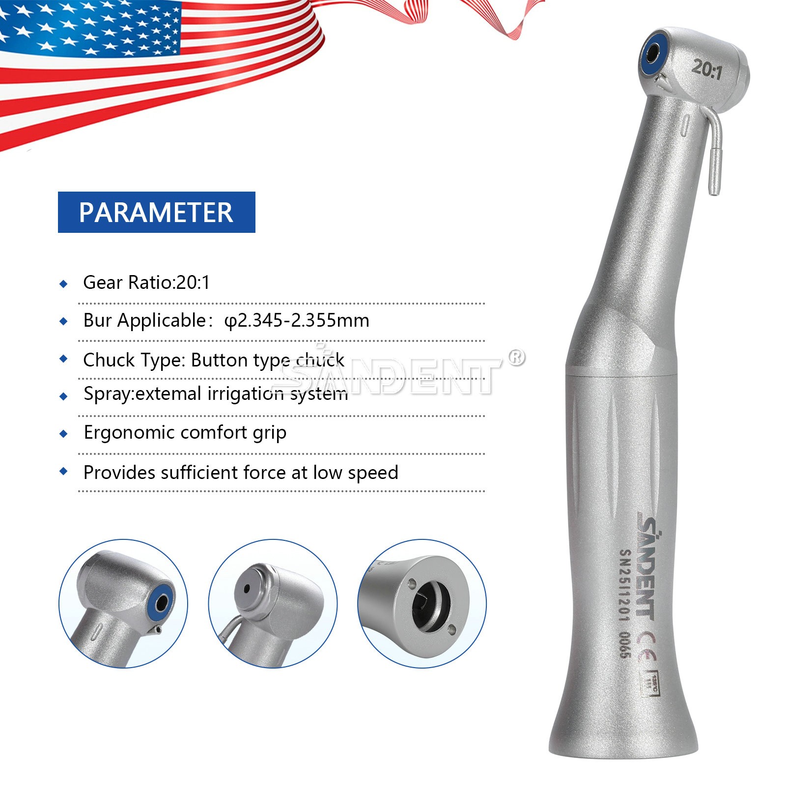 NSK MAX SG20 Dental 20:1 Reduction Implant Surgical Contra Angle Handpiece