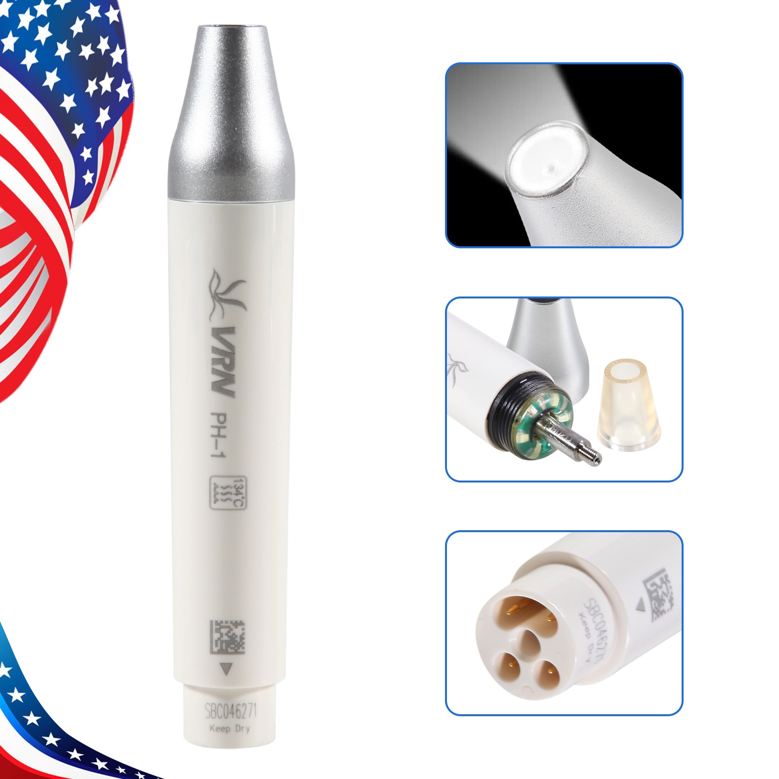 1-5 Dental LED Detachable Scaler Handpiece for Ultrasonic Piezo Scaler VRN-A8 dp