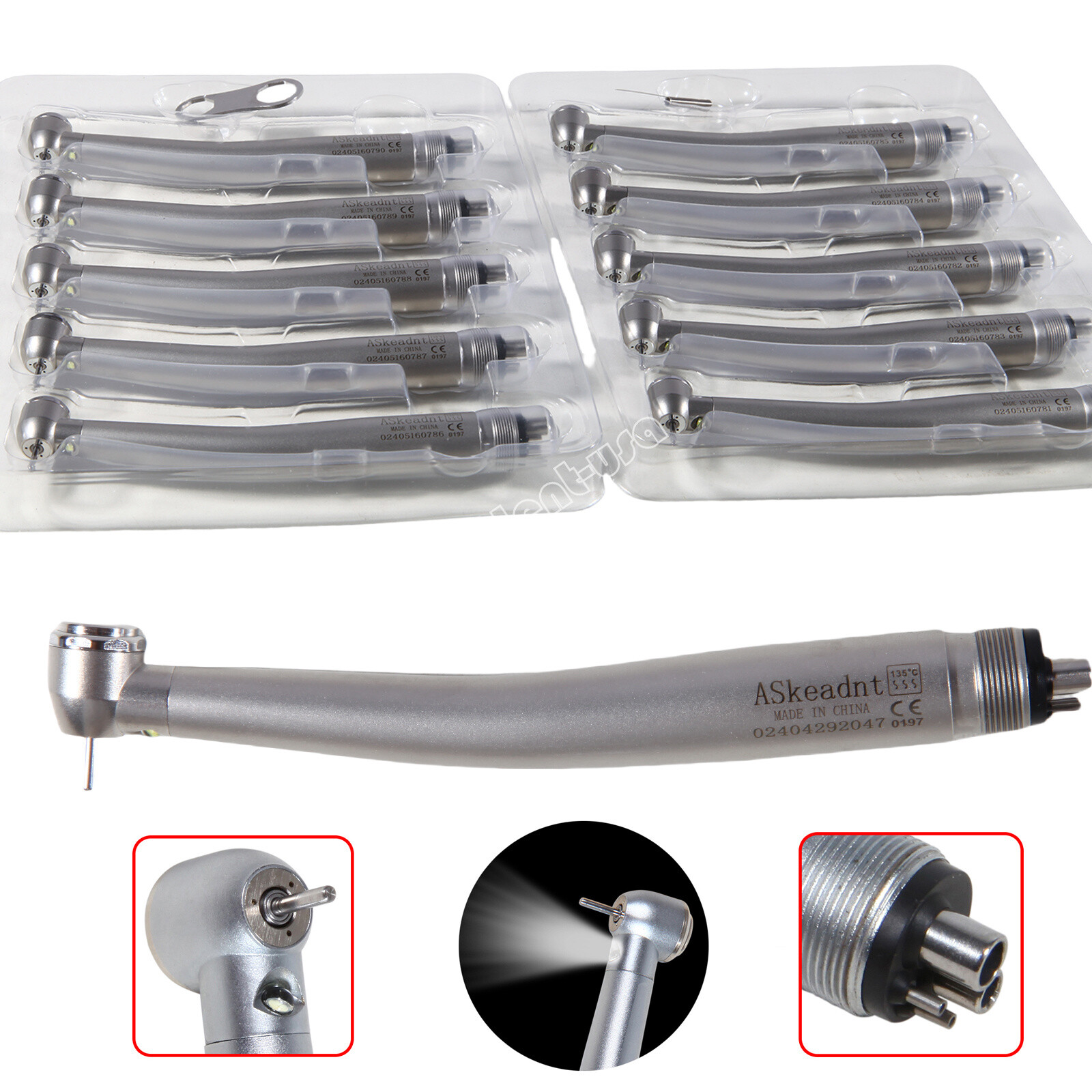 1/10 Pcs Dental Fiber Optic LED E-generator High Speed Handpiece 4 H For Kavo to