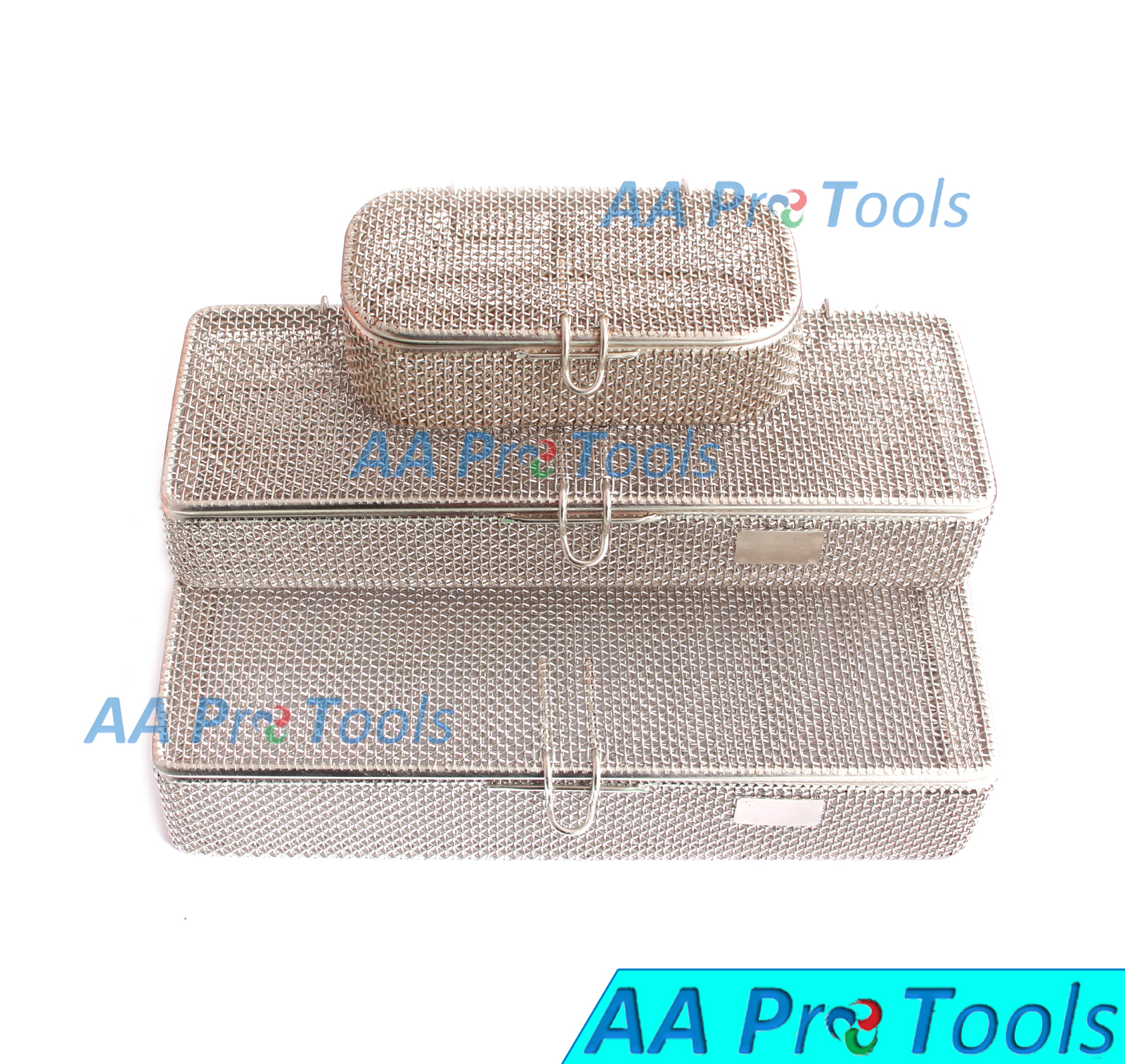 AA Pro: Set Of 3 Sterilization Cassette Perforated Mesh Box Dental Instruments