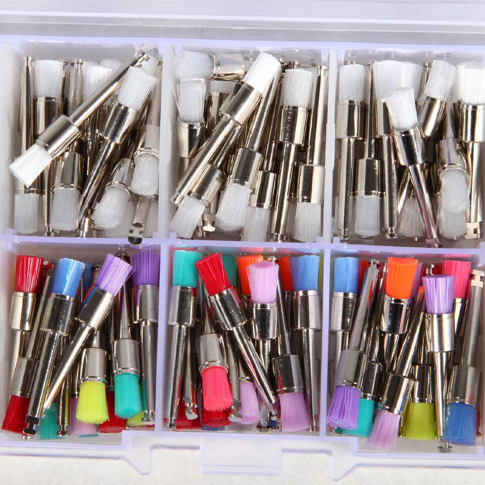 200-2000PCS Dental Nylon Polishing Flat Latch Polisher Prophy Brush Disposable