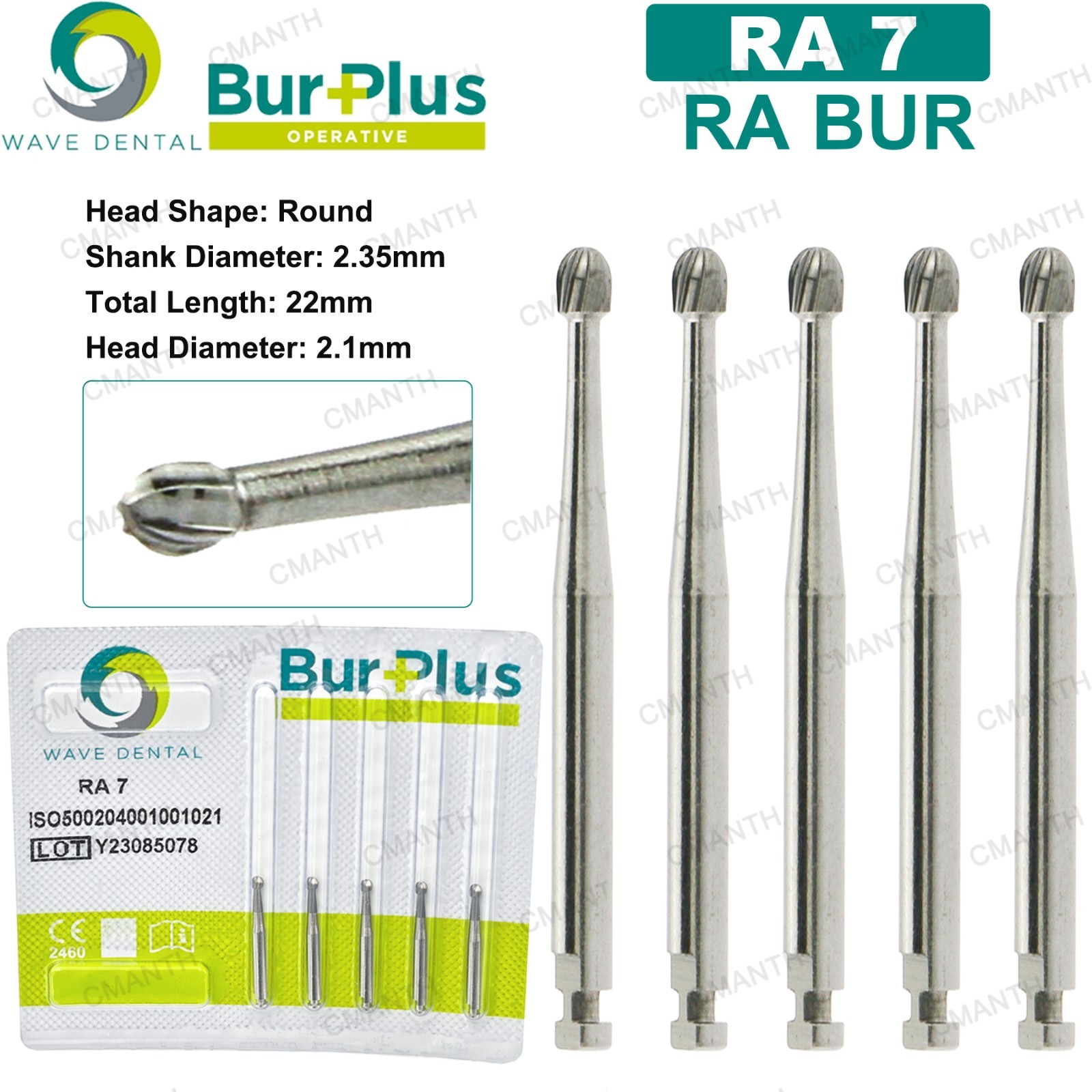 Wave Dental Carbide Burs Implant Bur Latch RA 2.35mm For Slow Speed Contra Angle