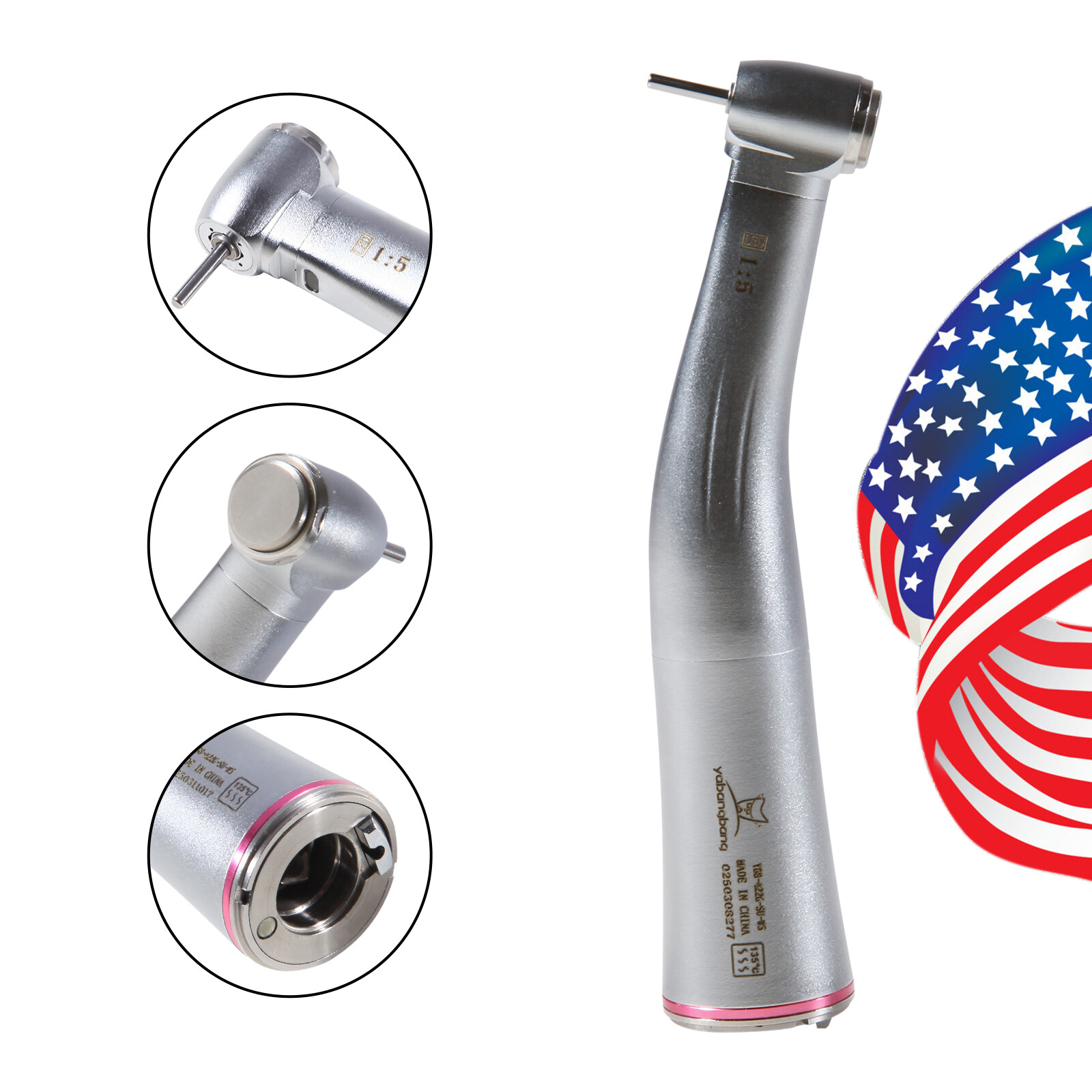 Dental 1:5 Increasing LED Contra Angle Handpiece Quattro Water Spray E-type sk
