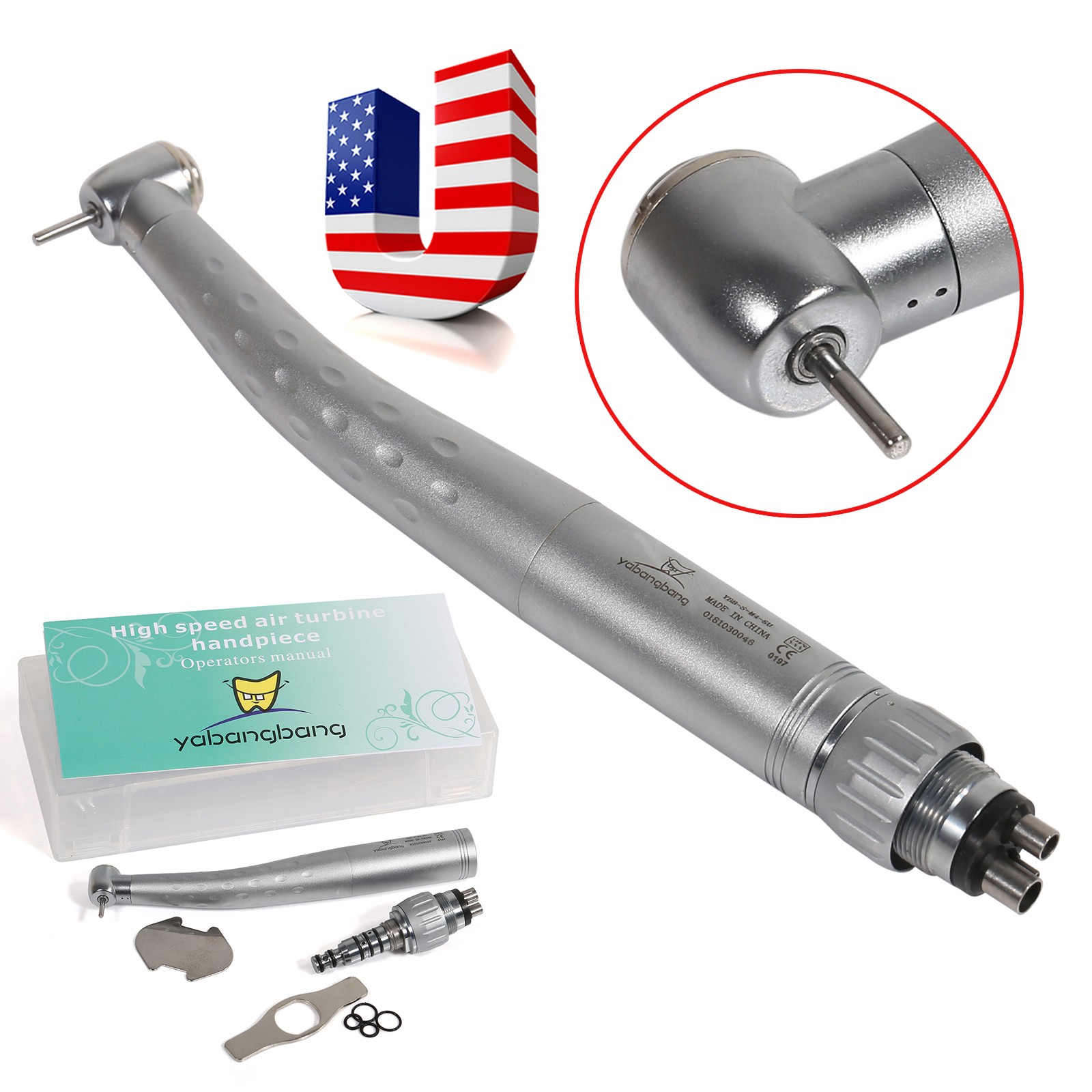 KAV Style Dental High Speed Handpiece w/ 4 Hole Quick Coupler 360° Swivel GB4
