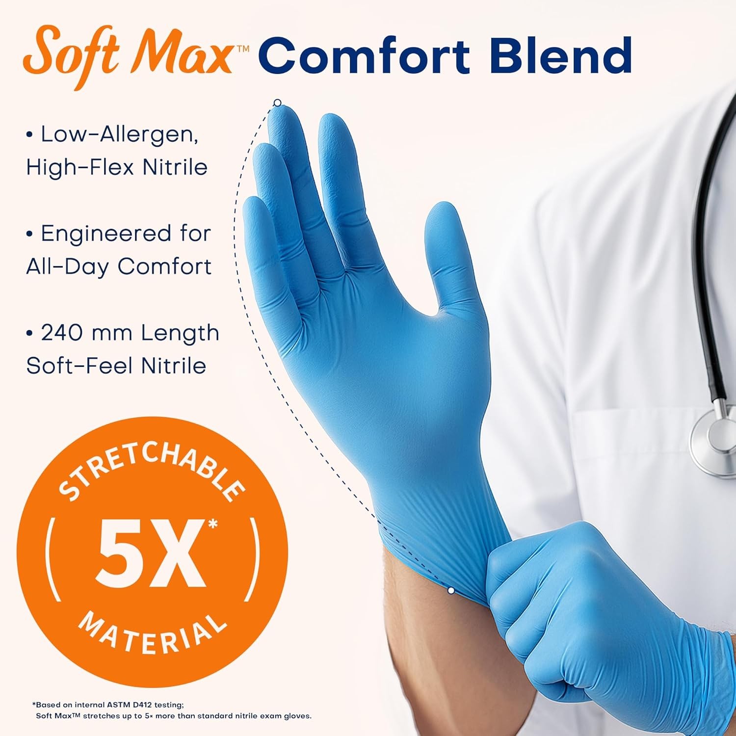 Supmedic Medical Soft Max™ Nitrile Exam Gloves, 100 Count Latex-Free Powder-Free