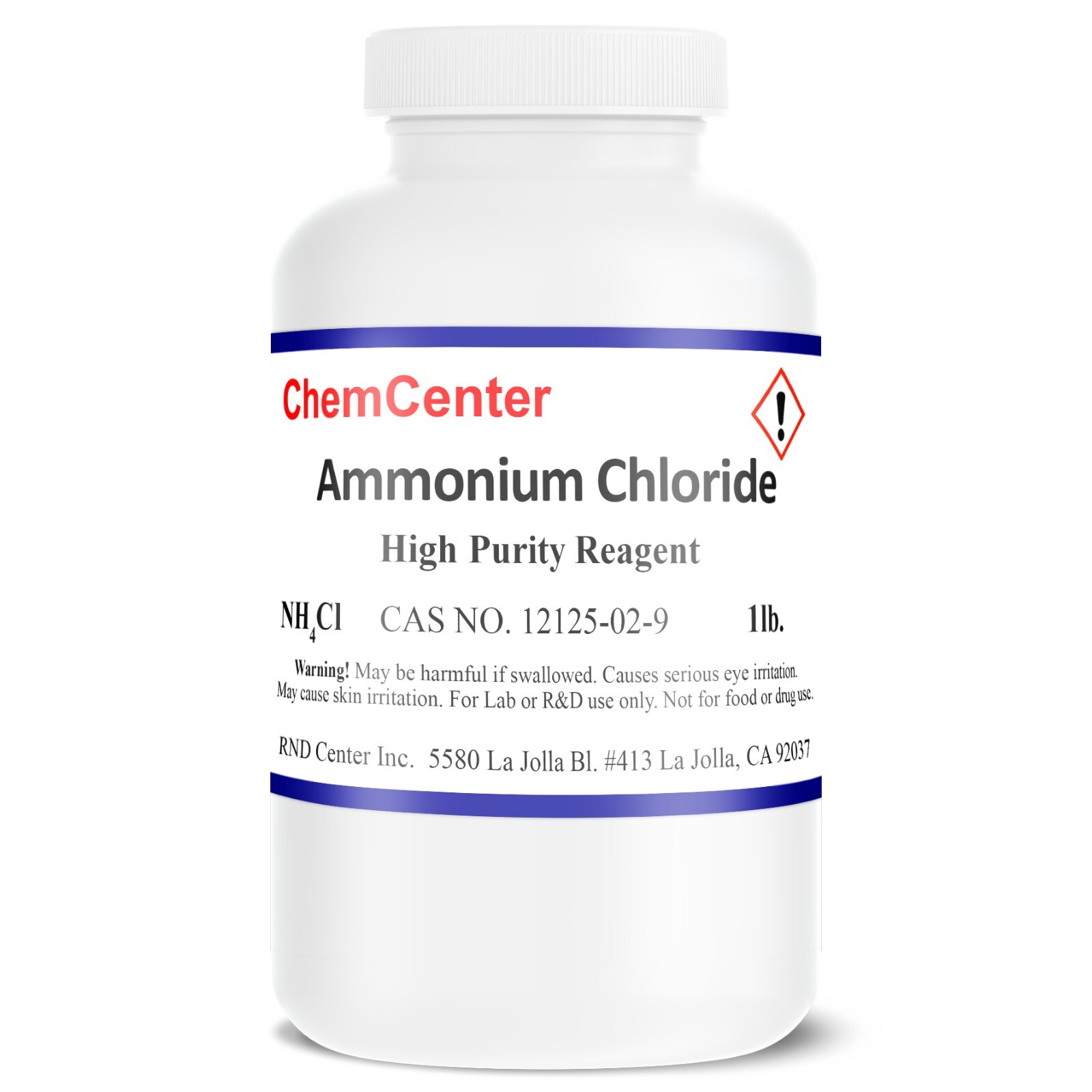 Ammonium Chloride, Reagent, High Purity, 1 lb.