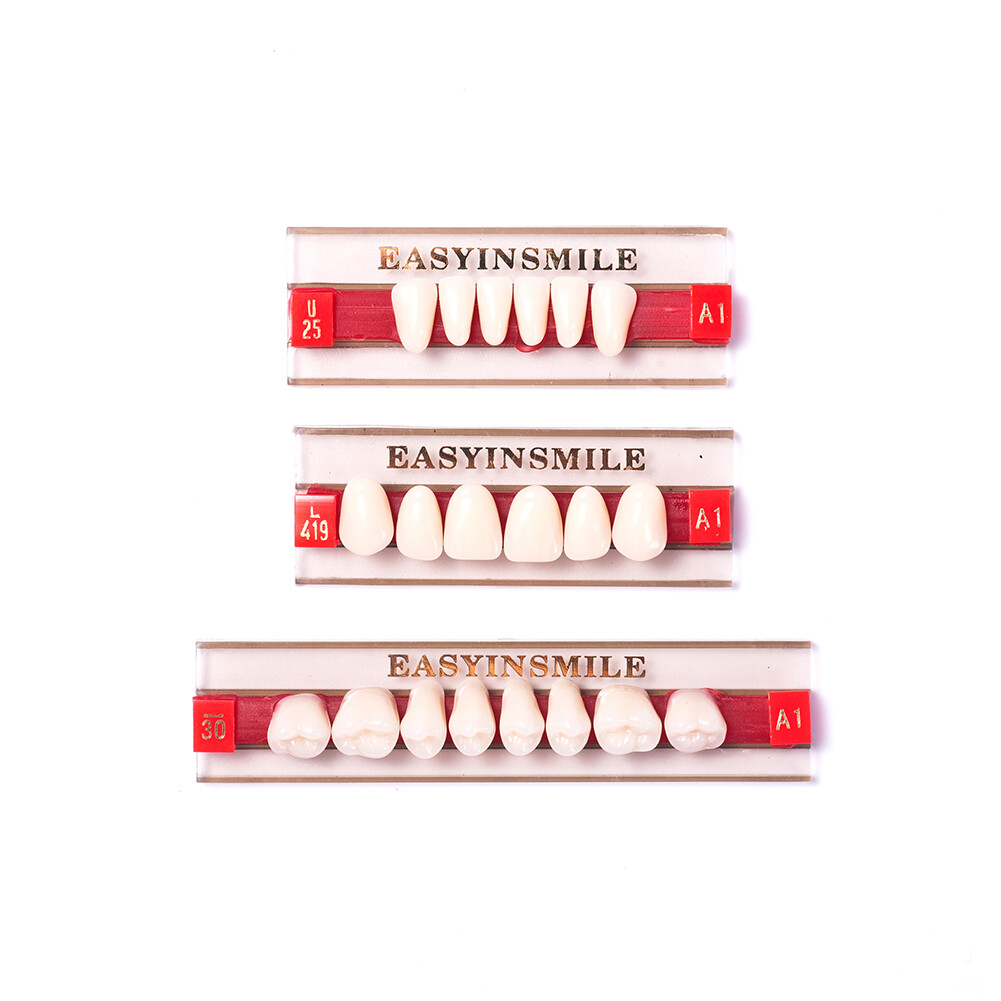 84/96PCS A1 A2 A3 Color Dental Synthetic Polymer FakeTeeth Resin Denture
