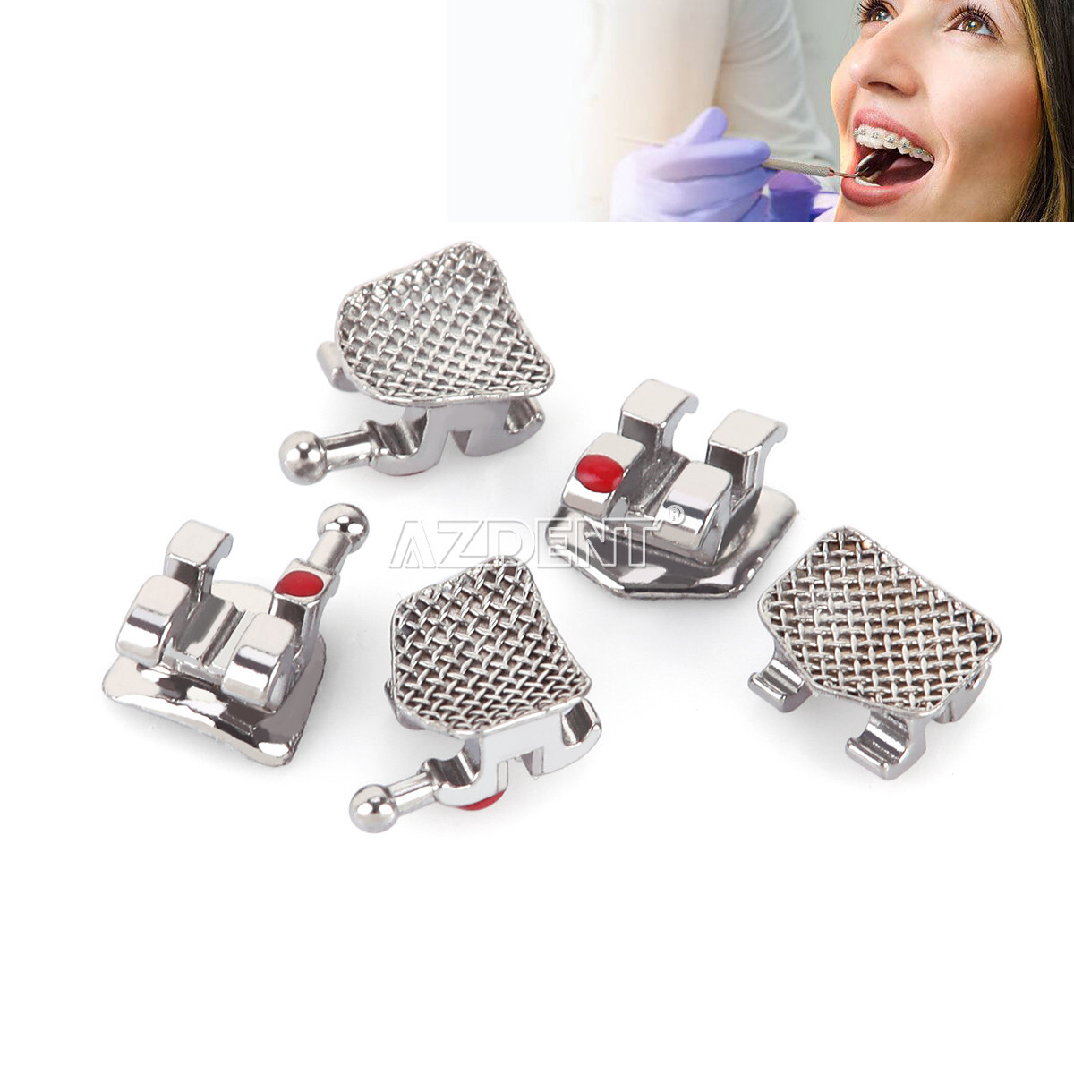 10X USPS AZDENT Dental Orthodontic Metal Brackets Standard Roth.022 Hooks 3-4-5