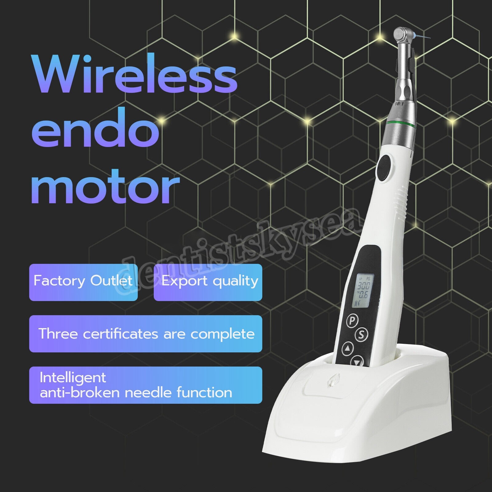 Dental Wireless LED Endo Motor 16:1 Contra Angle Root Canal Treatment Endodontic