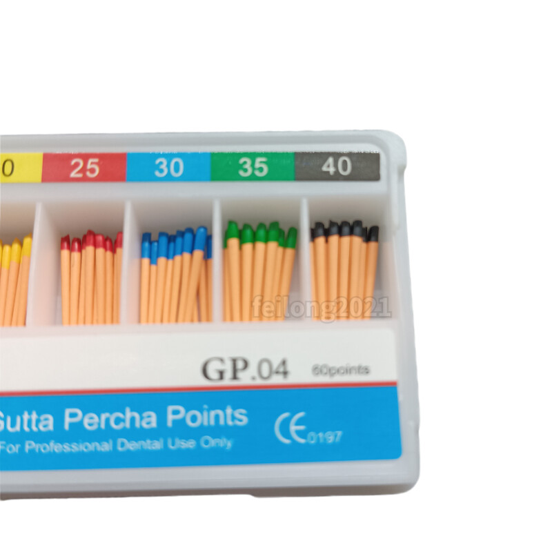 Endodontic GUTTA PERCHA POINTS Taper 0.4, All Sizes Dental Meta, 60 Points/box