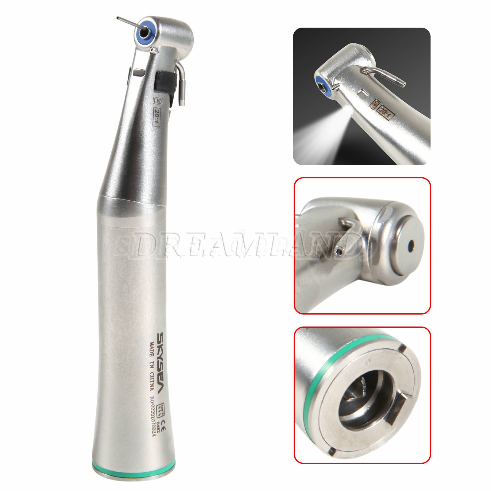 20:1Detachable Dental Implant Contra Angle Handpiece E-generator LED/Fiber Optic