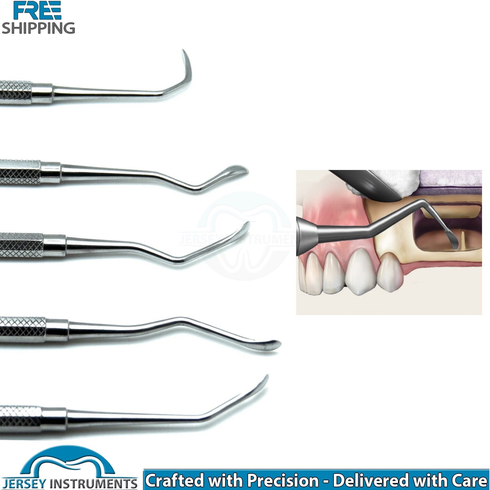 Set of 5 Dentist Sinus Lift Elevator Sinus Handle Dental Implant Instruments New