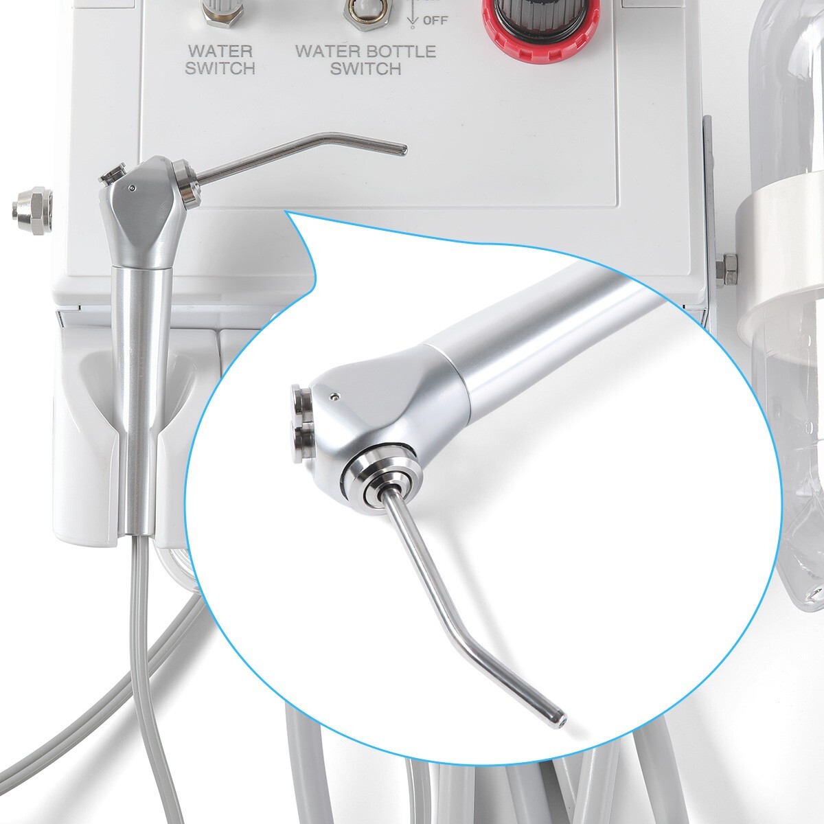 Unidad de turbina dental portátil trabajo succión débil con compresor aire 4Hole