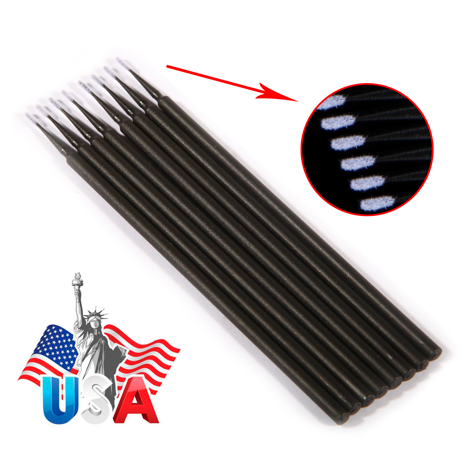 100Pcs Dental Micro Brush Disposable Materials Applicators Tips Black 1.2mm TS