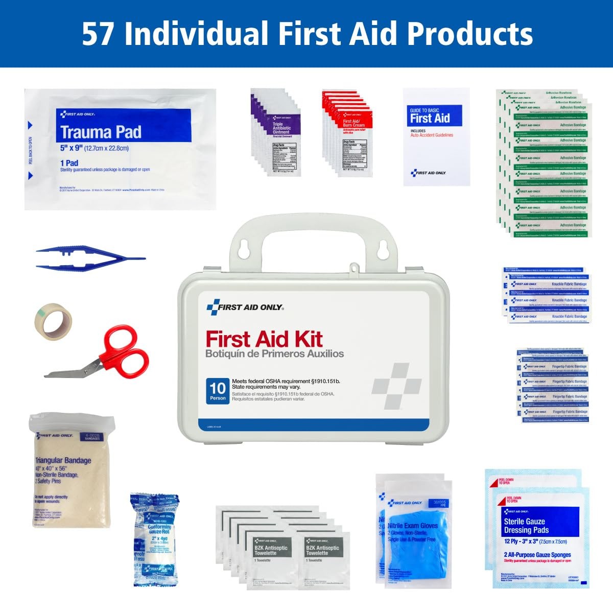 First Aid Only 6060 All-Purpose 10-Person Emergency First Aid Kit For Business