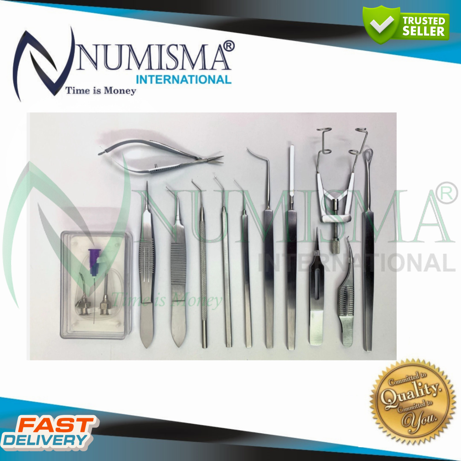 12 PCS Cataract Surgical Complete Kit Reusable Ophthalmic Instruments Kit German