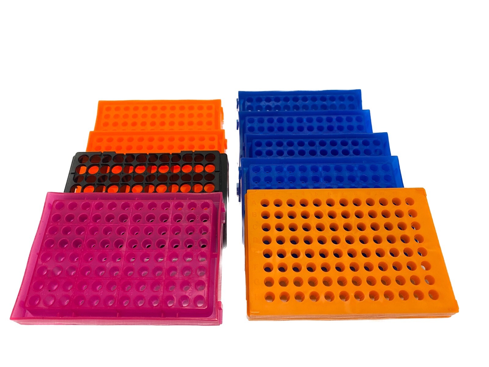 (9) 96-Place Polypropylene Micro Centrifuge Tube Racks 5.4mm 7.5mm ID