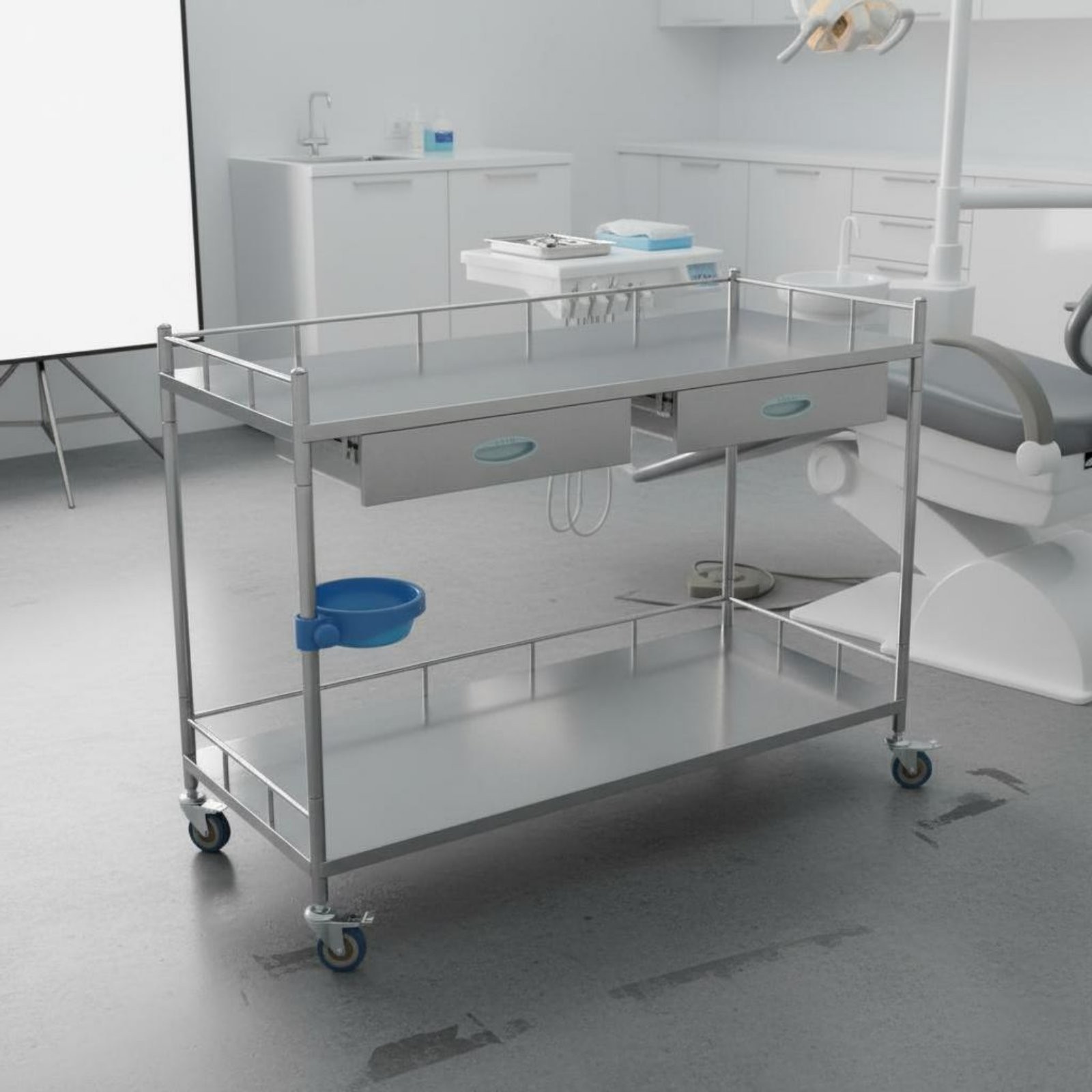 Hospital Treatment Trolley Locking Wheels Oral Instrument Trolley Noiseless