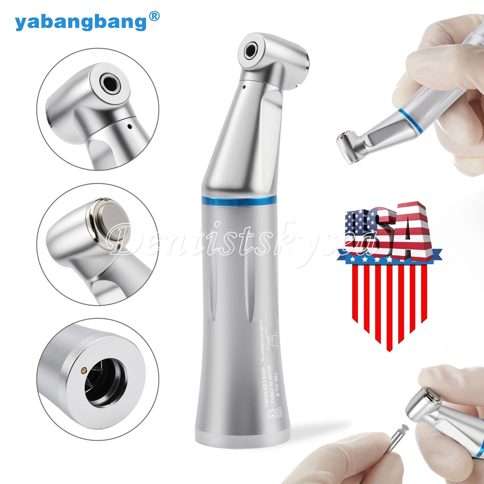 Dental Slow Low Speed Contra Angle Handpiece Inner Spray Push Button