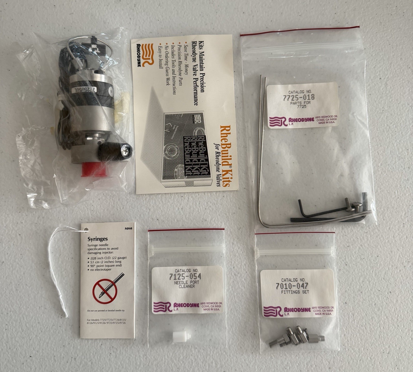 Rheodyne 7725i Manual Sample Injector Valve HPLC with 5 uL Loop, Made in USA