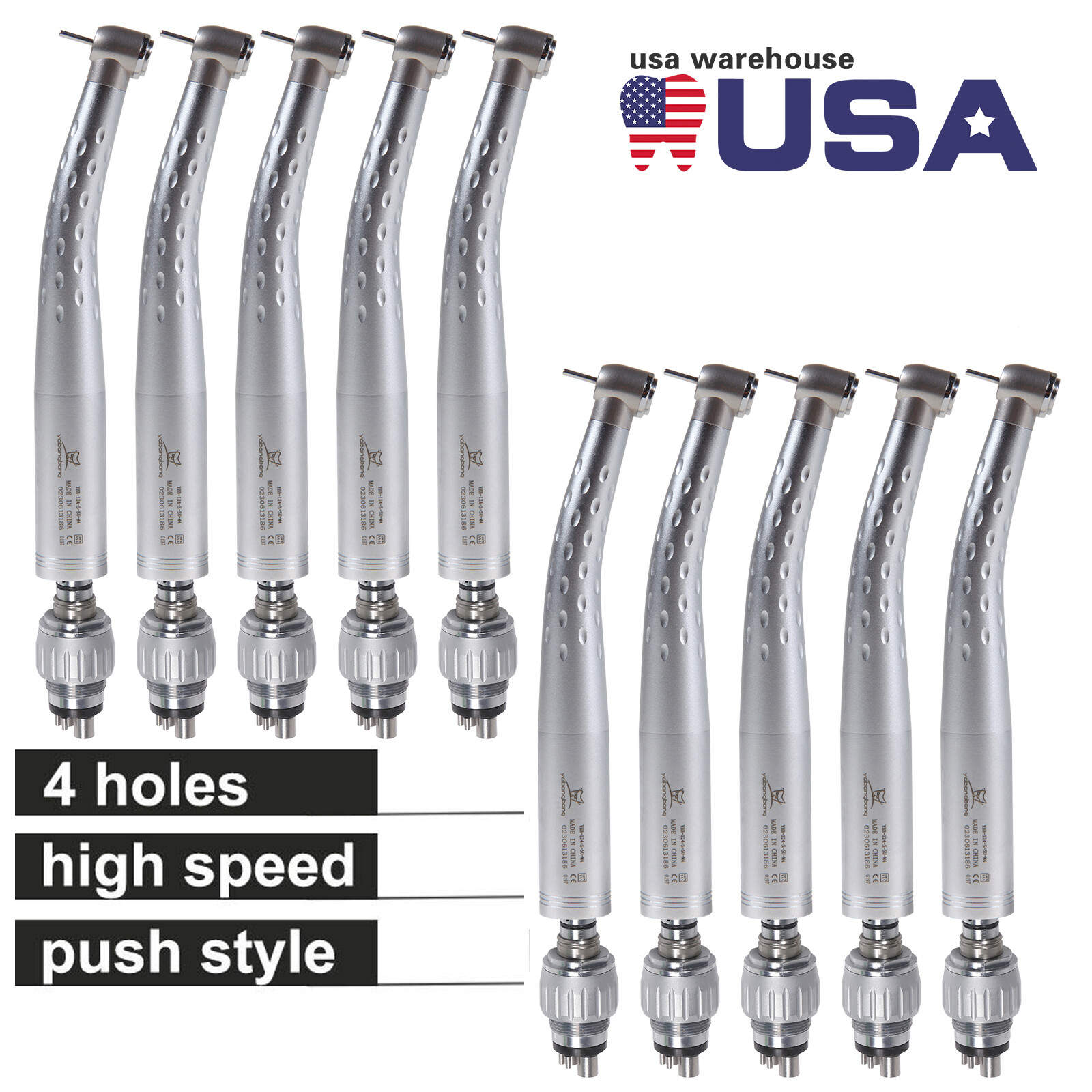 1-10* Kavo Style Dental High Speed Turbine Handpiece Push Button & 4H Coupler to