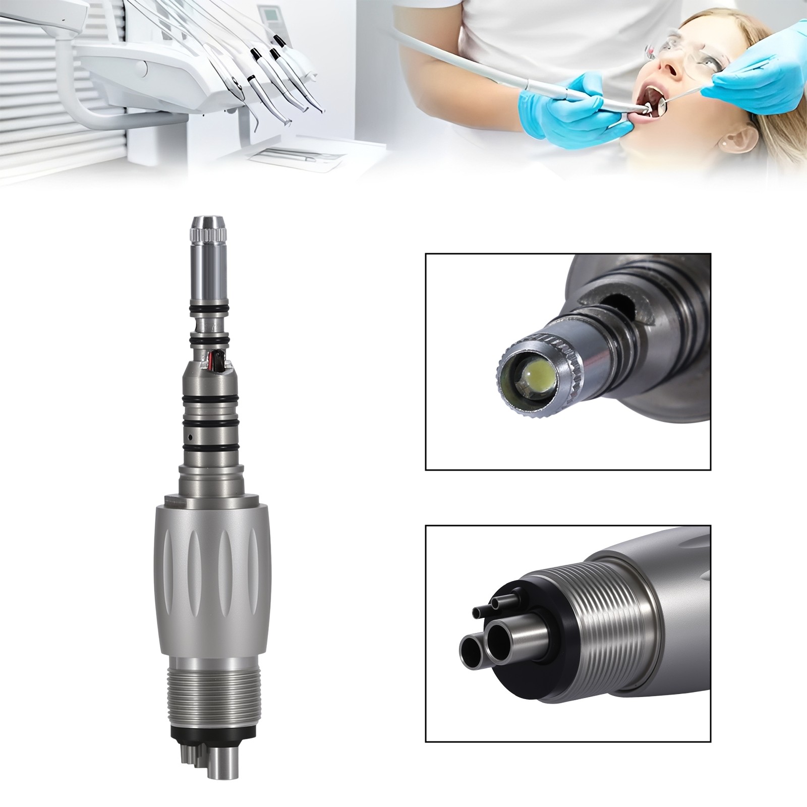 YD6 Torque Dental Fiber Optic Handpiece LED Turbine 4H Quick Coupler NEW