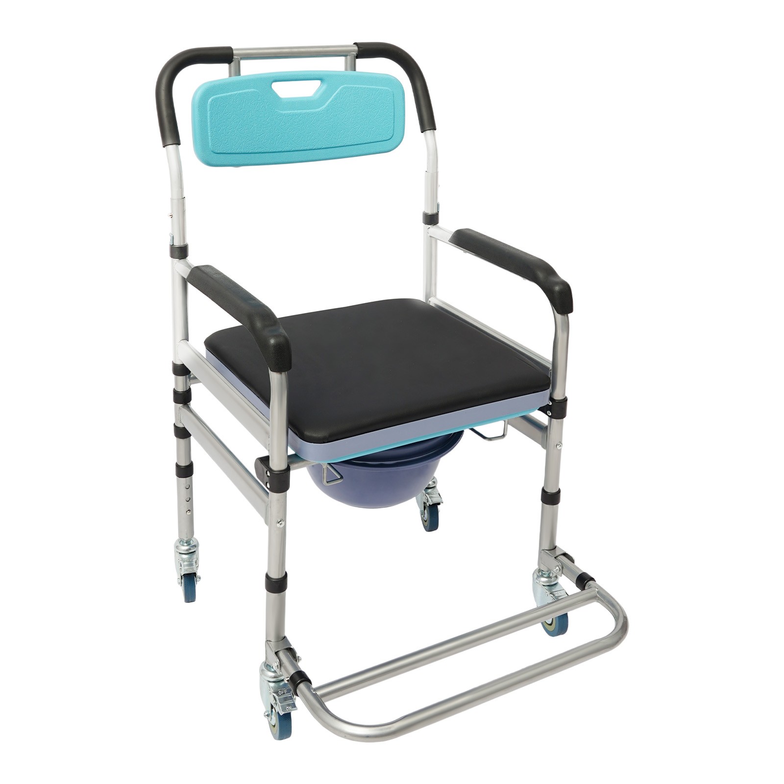Foldable Shower Chair W/ Wheels Load 330.69lbs Bedside Commode Chair For Elder