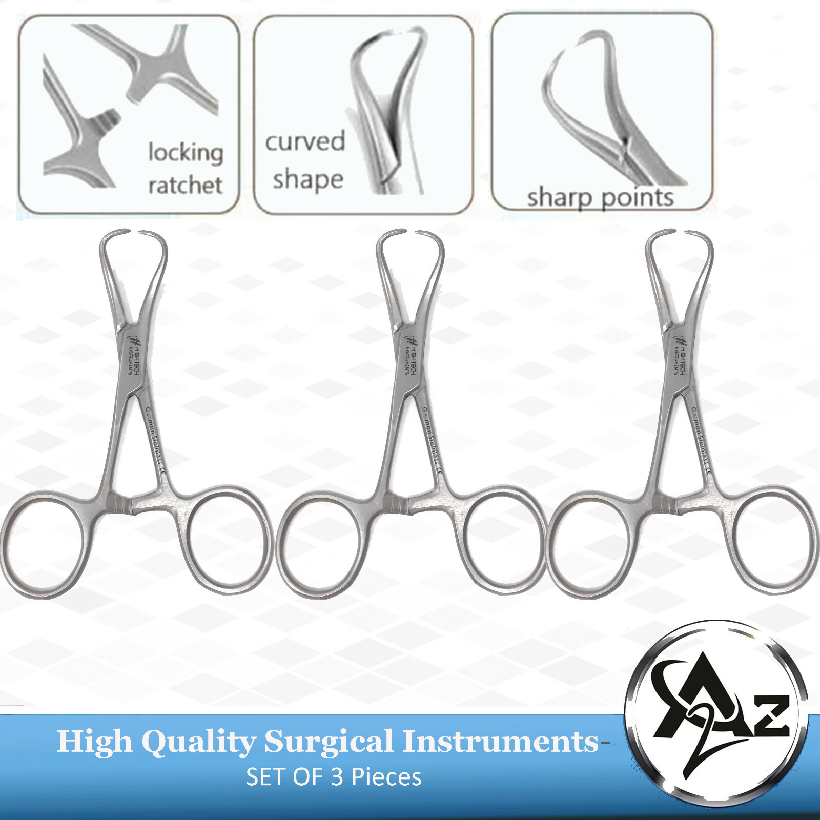 3 Pcs Backhaus Towel Clamp forceps 3.5″ Surgical Medical O.R Grade Instruments