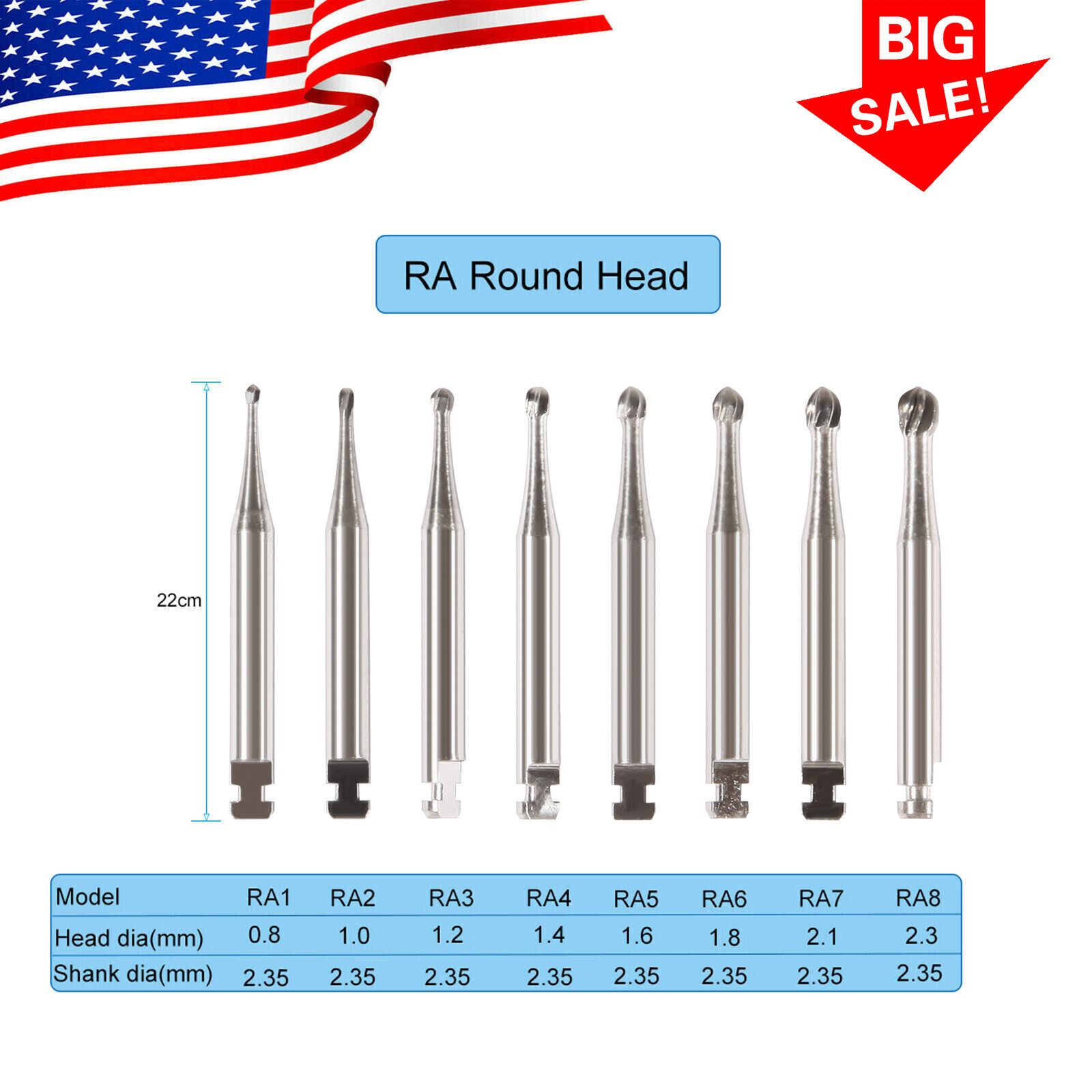 Dental Tungsten Steel Carbide Burs for Contra Angle Low Speed Handpiece RA1-8 sa