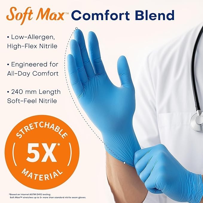 Medical Soft Max™ Nitrile Exam Gloves, 100 Count Latex-Free Powder-Free Non-Ster