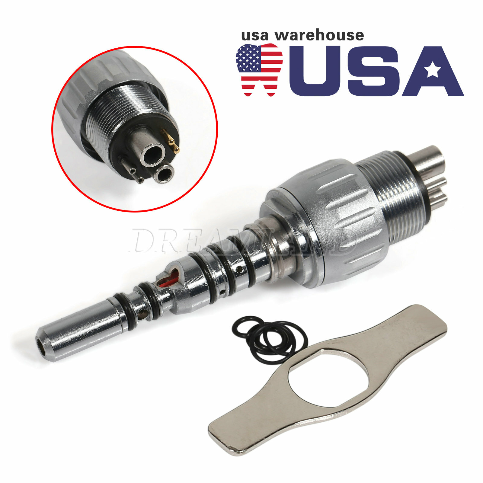 New 6-Hole Quick Coupler with LED Light for KaVo Fiber Optic Dental Handpiece