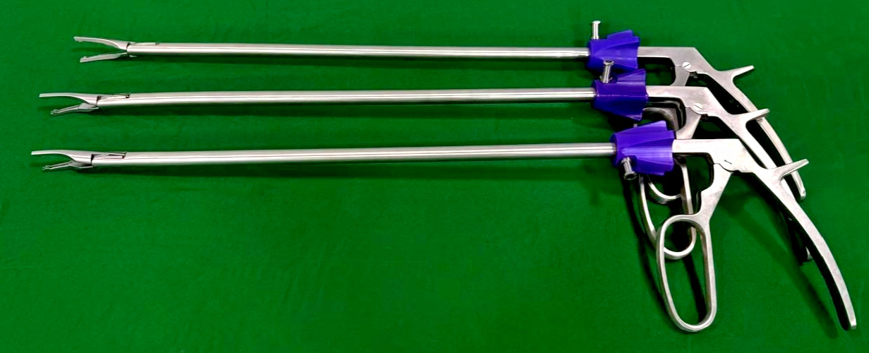 3pc Laparoscopic Hem-o-lok Applier 10mmx330mm Purple Rotar Reusable Instruments