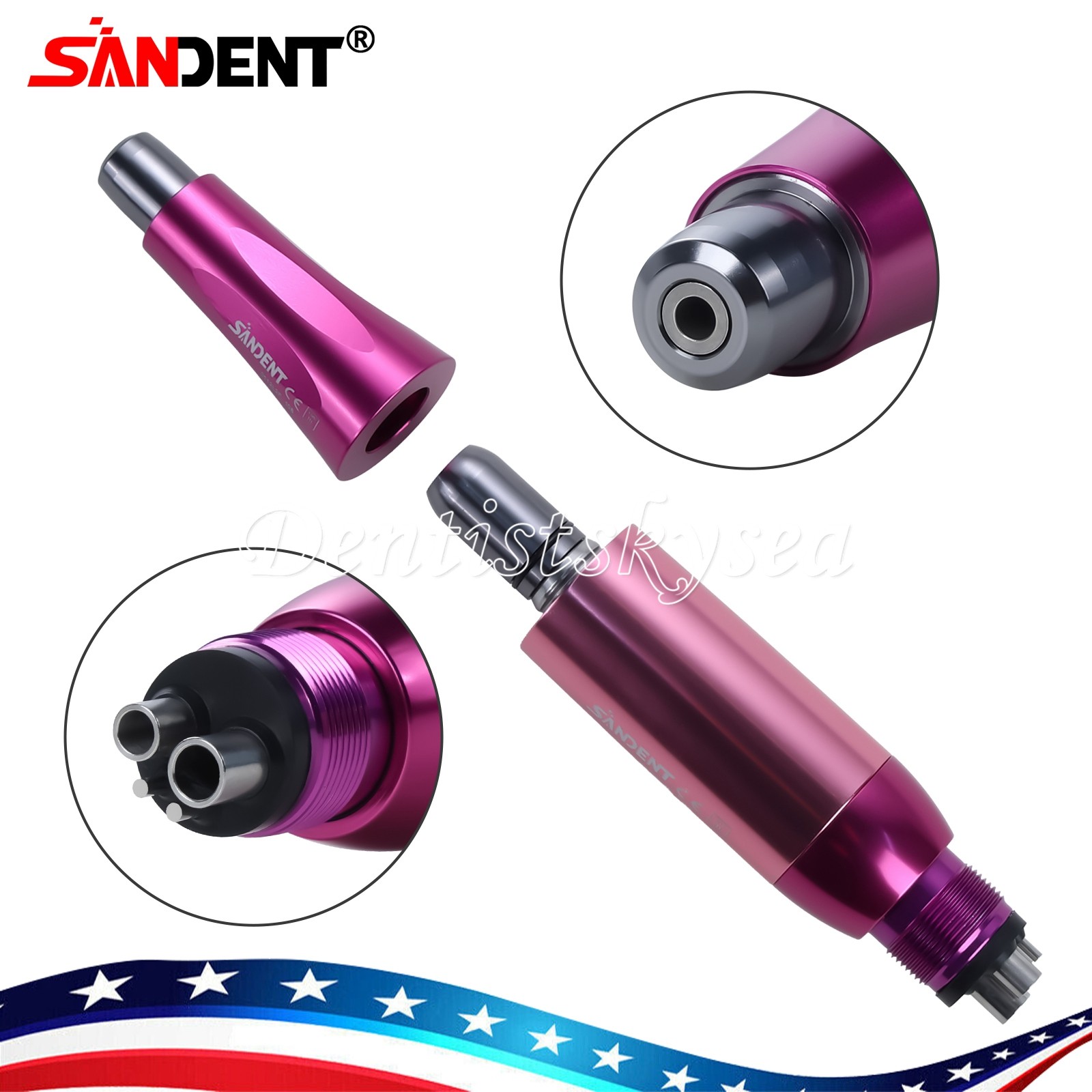 360°Swivel Hygiene Prophy Handpiece Air Motor 4Hole 4:1 Nose Cone 4000rpm USA