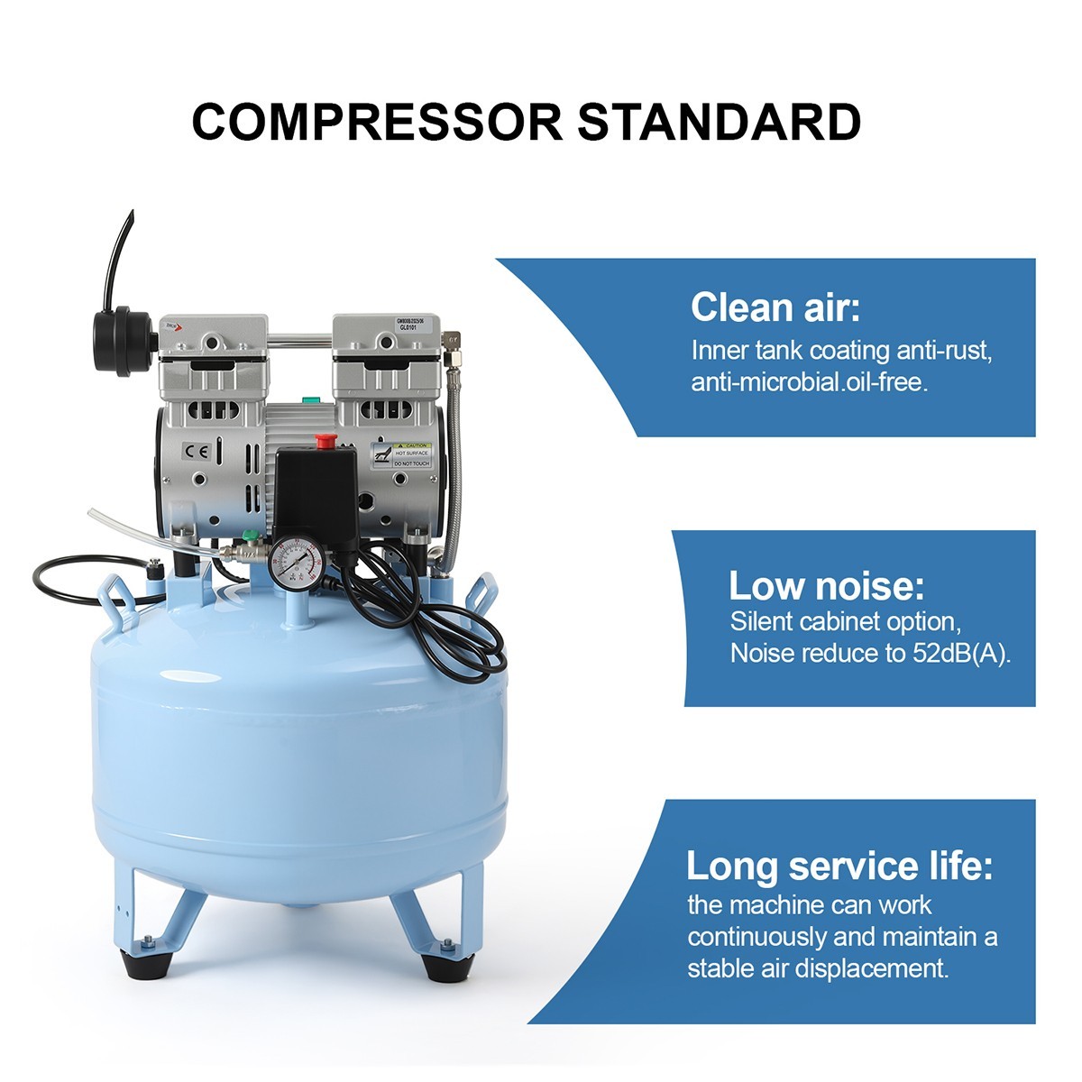 Portable Dental Delivery Unit Mobile Cart Air Compressor air tanks 17L/24L/40L