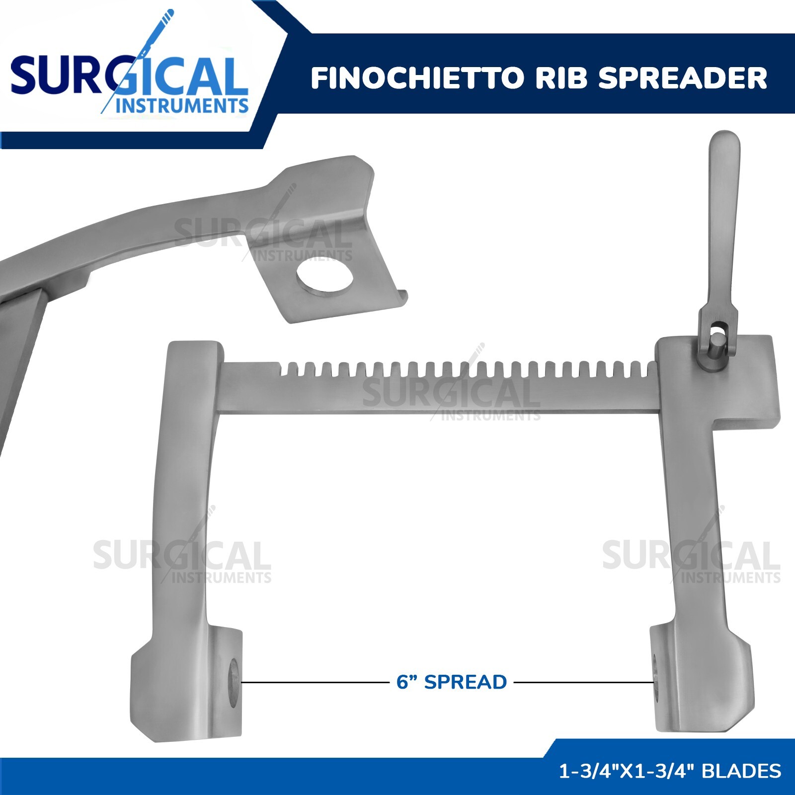 Finochietto Rib Spreader 1-3/4″x1-3/4″ Blades 6″ Spread Stainless German Grade