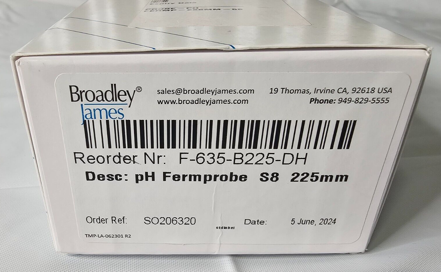 BROADLEY JAMES pH FERMPROBE S8 225mm F-635-B225-DH NEW IN BOX